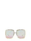 Gucci Occhiale Da Sole Rettangolare Con Catena In Multi