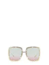 Gucci Occhiale Da Sole Rettangolare Con Catena In Gold
