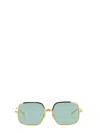 Gucci Women Occhiale Da Sole Squadrato Oversize In Gold