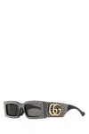 Gucci Embellished Rectangular Frame Sunglasses With Dark Lenses In Multi