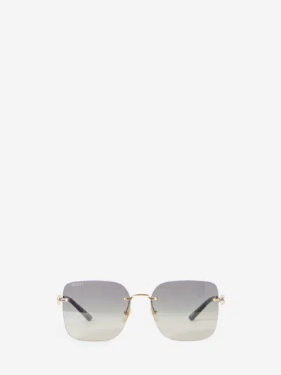 Gucci Occhiali Da Sole A Farfalla Incrocio Gg In Oro/grigio