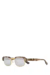 Gucci Multicolor Rectangular Sunglasses In Gold