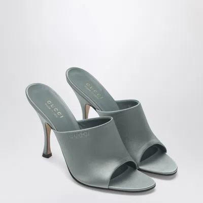 Gucci Ocean Green Satin Slider Sandal Women In Gray
