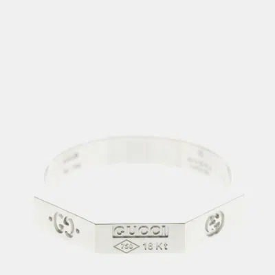 Pre-owned Gucci Octagonal Ring 18k White Gold Fashion Band Ring Eu 59