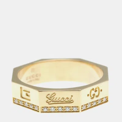 Pre-owned Gucci Octagonal Ring Diamond Pink Gold 18k Fashion Diamond Band Ring Pink Gold