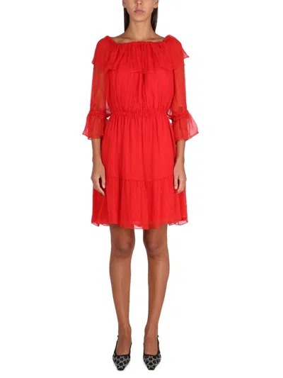 GUCCI OFF-SHOULDER CHIFFON DRESS