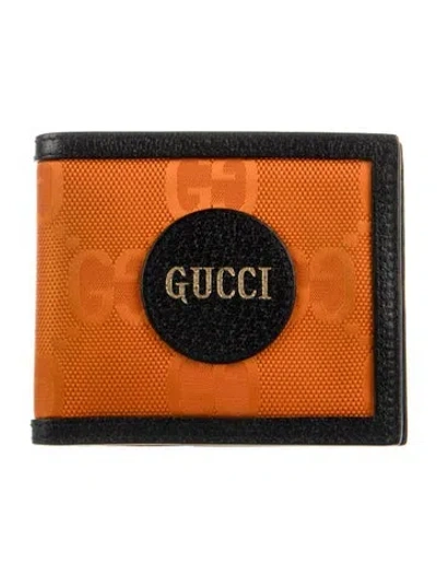 Pre-owned Gucci Off The Grid Bi-fold Gg Nylon Bifold Wallet In Orange
