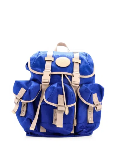 Pre-owned Gucci Off The Grid Gg Econyl Backpack In Blue