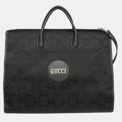 Pre-owned Gucci Off The Grid Gg Nylon Canvas Leather Shoulder Bag Black