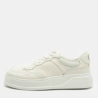 Pre-owned Gucci Off White Jumbo Gg Leather Chunky B Sneakers Size 44.5