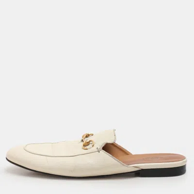 Pre-owned Gucci Off-white Leather Princetown Mules Size 40