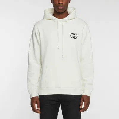 Pre-owned Gucci Off White Logo Detail Cotton Jersey Hooded Sweatshirt Xl