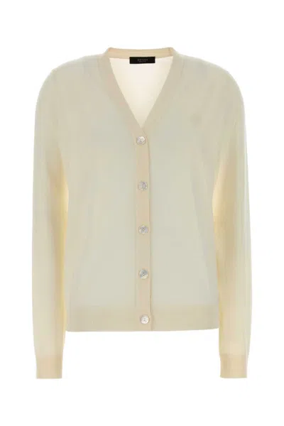 Gucci Off White V Neck Sweater In Neutral