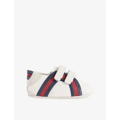 Gucci Off Wh/my.wh/blu/cha Babies' Branded Cotton-canvas Traine In White