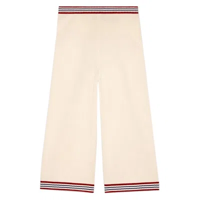 Pre-owned Gucci Off-white Cotton & Silk Pants W Stripes S