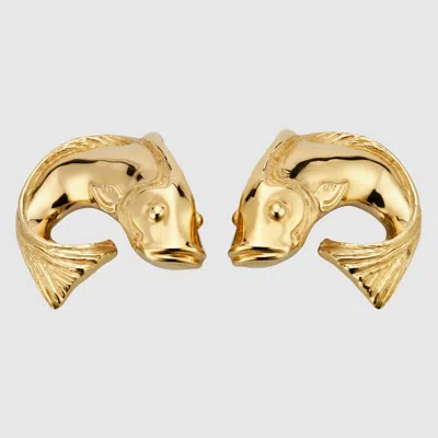 Gucci Carp-shaped Earrings In Gold