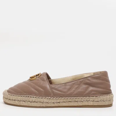Pre-owned Gucci Old Rose Leather Gg Marmont Espadrille Flats Size 39 In Pink
