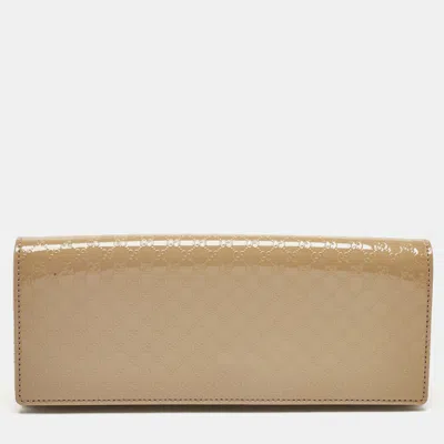 Pre-owned Gucci Old Rose Microssima Patent Leather Broadway Clutch In Pink