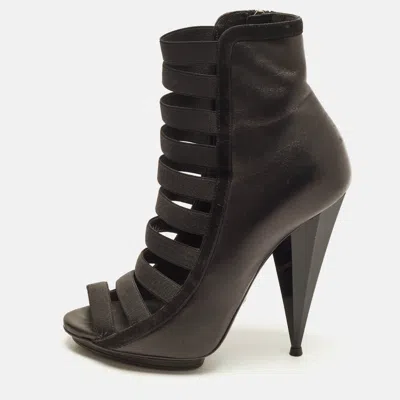 Pre-owned Gucci Olimpia Size 38.5 Black Leather And Suede Ankle Length Boots