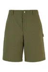 Gucci Olive Green Cotton Blend Bermuda Shorts In Green