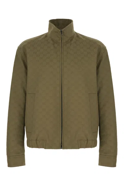 GUCCI OLIVE GREEN COTTON BLEND JACKET