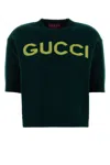 Gucci Women Wool Sweater With Frontal Logo Embroidery In Green
