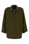 Gucci Military Green Gg Fabric Jacket Women In Green