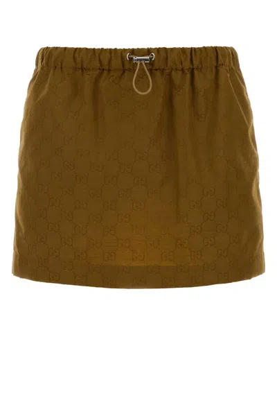 Gucci Olive Green Gg Jersey Mini Skirt In Brown