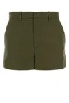 Gucci Women Olive Green Polyester Blend Shorts In Green