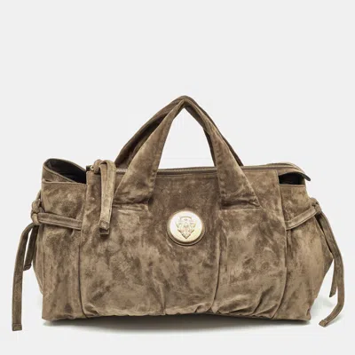 Pre-owned Gucci Olive Green Suede Hysteria Tote
