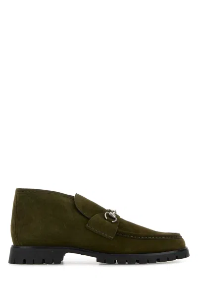 Gucci Olive Green Suede Loafers