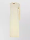 Gucci One-shoulder Dress Sablé Long Sleeves In Neutral