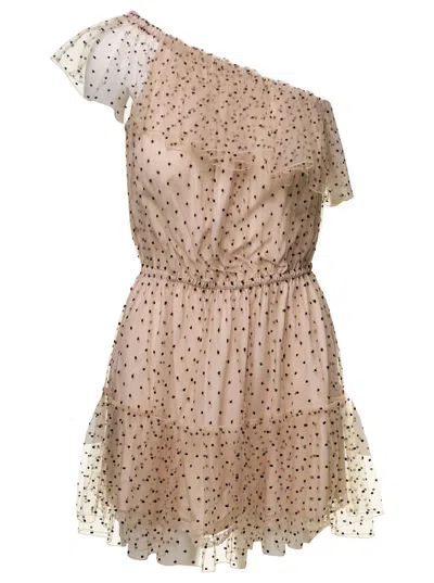 Gucci One-shoulder Tulle Dress In Beige