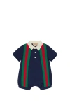 Gucci Heavy Cotton Romper In Blue