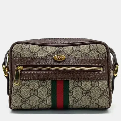 Pre-owned Gucci Beige/brown Gg Canvas Ophidia Mini Shoulder Bag