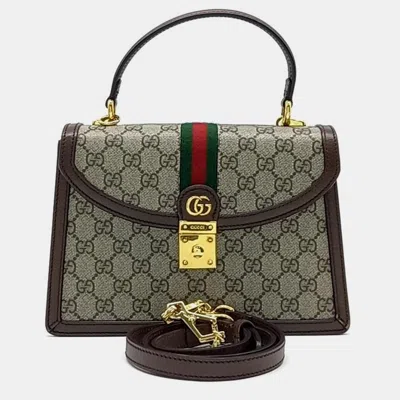 Pre-owned Gucci Opedia Top Handle Bag In Brown