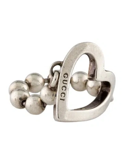 Pre-owned Gucci Open Heart Bead Link Ring In Multi
