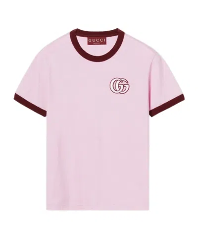 Gucci Open-necked Black Shirt In Pink