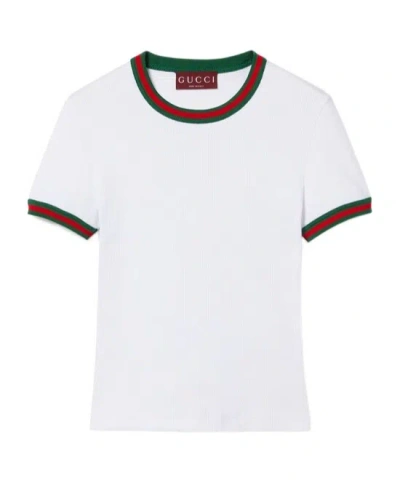 GUCCI GUCCI WEB DETAILED RIB T-SHIRT