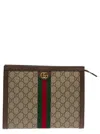 Gucci Ophidia Gg Supreme Canvas & Leather Pouch In Multicolor
