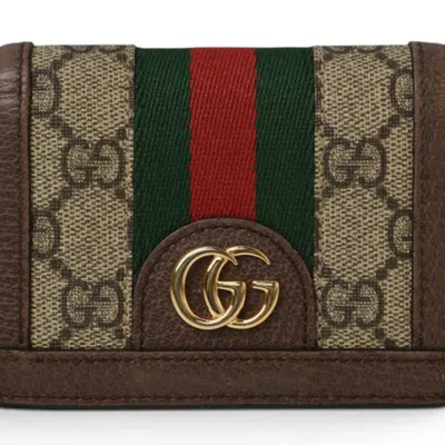 Pre-owned Gucci Ophidia Beige Brown Gg Supreme Wallet (bi-fold) () In Multi