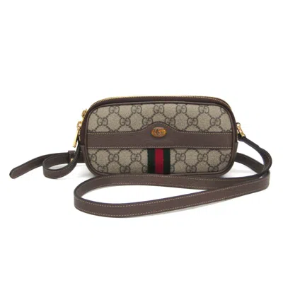 Pre-owned Gucci Ophidia Beige Brown Leather Gg Supreme Shoulder Bag ()