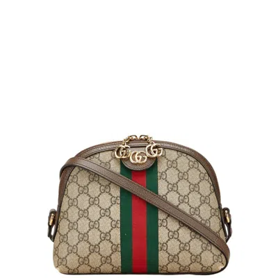 Pre-owned Gucci Ophidia Beige Brown Pvc Leather Shoulder Bag ()