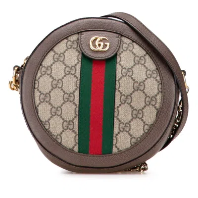 Pre-owned Gucci Ophidia Beige Brown Pvc Leather Shoulder Bag () In Multi
