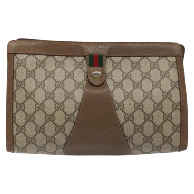 Pre-owned Gucci Ophidia Beige Canvas Clutch Bag ()