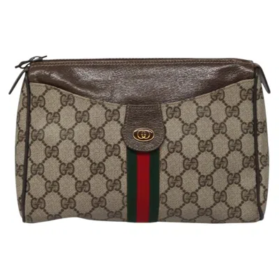 Pre-owned Gucci Ophidia Beige Canvas Clutch Bag ()