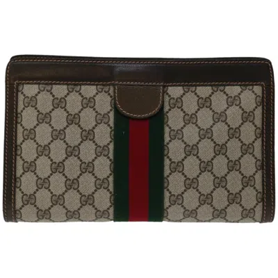 Gucci Ophidia Beige Canvas Clutch Bag () In Brown