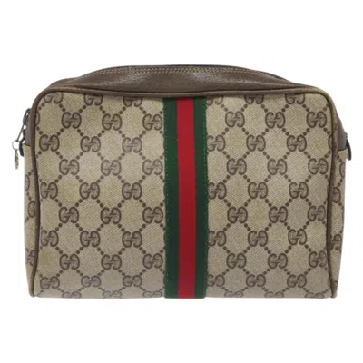 Pre-owned Gucci Ophidia Beige Canvas Clutch Bag () In Sand