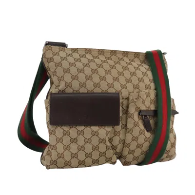Pre-owned Gucci Ophidia Beige Canvas Shoulder Bag ()