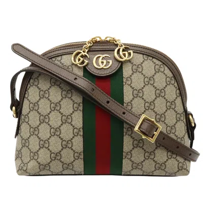 Gucci Ophidia Beige Canvas Shoulder Bag () In Brown